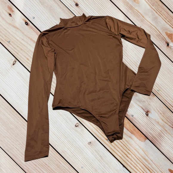 And Now This S brown long sleeve mock neck bodysuit - Picture 1 of 5